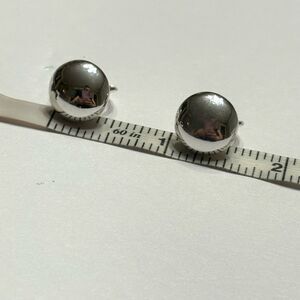 LC Lauren Conrad Round Domed Silver Tone Clip On Stud Earrings Costume Jewelry